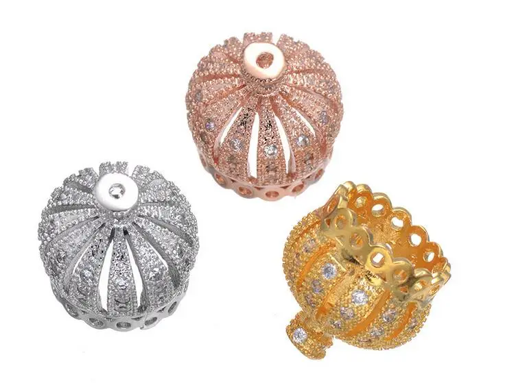 

3 pieces fashion copper 13mm crown micro pave zircon jewelry accessory mp003