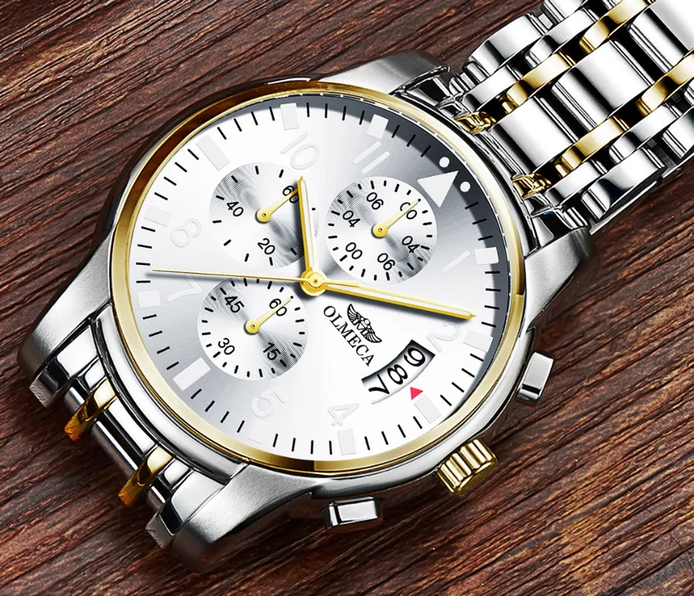 Часы OLMECA мужские модные роскошные армейские из нержавеющей стали