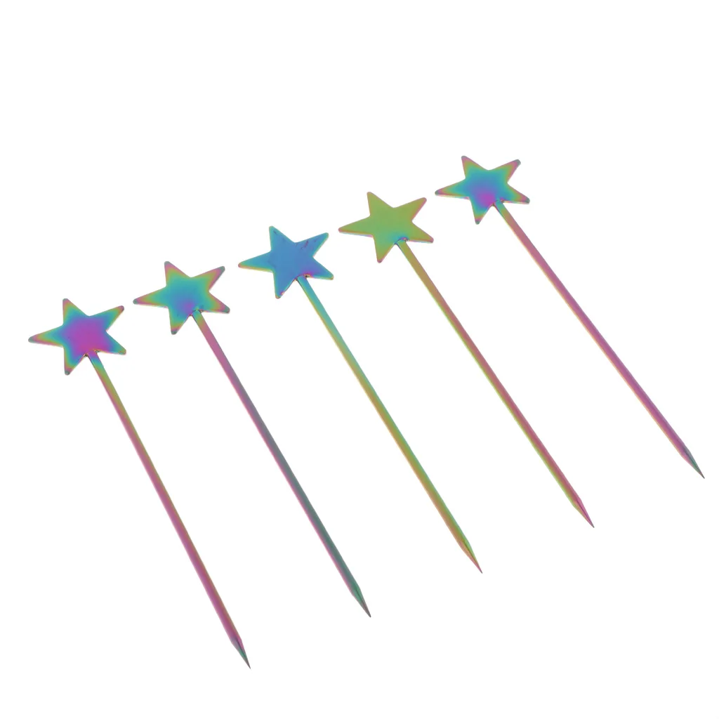 5PCS Steel Fruit Drink Sticks Cocktail Picks for Bar Tools | Дом и сад