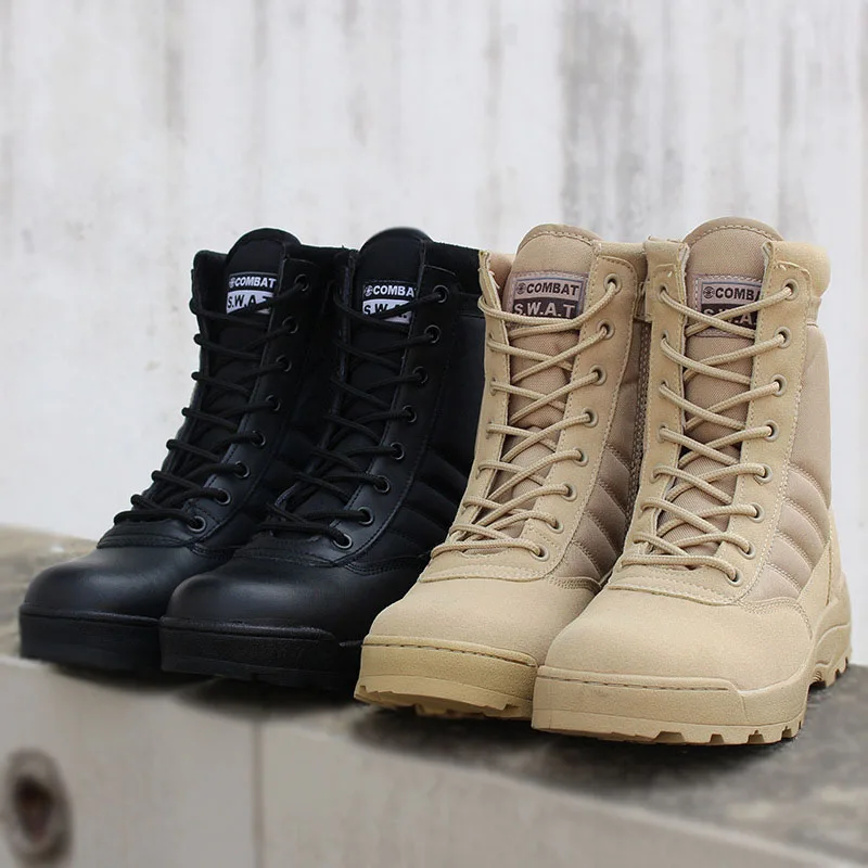 

Mountaineering anti-skid as war boots high gang desert tactical boots SWAT military boots real leather boots 07 speed out of boo