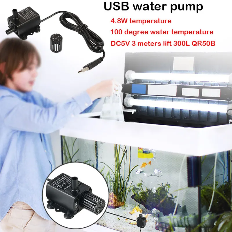 Универсальный водяной насос для фонтана мини 4 8 W DC5V USB Hmax 300 см домашний фонтан