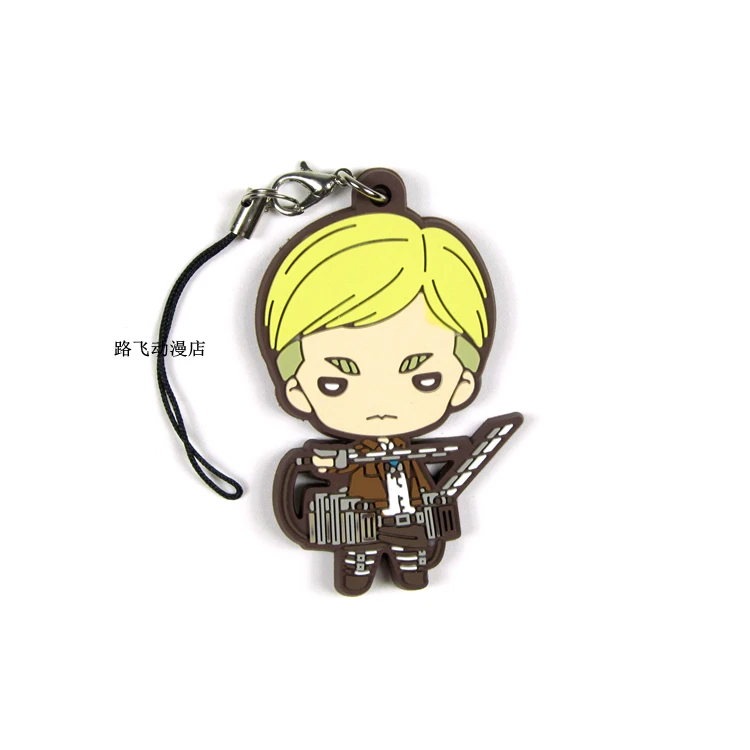 Аниме атака на Титанов резиновый брелок Eren Jaeger Mikasa Ackerman Armin arler Erwin Smith Bertolt Hoover экшн