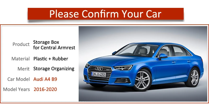 Подлокотник для хранения и поддержания порядка Audi A4 B9 2016 2017 2018 2019 2020 8W RS4 S4 S line RS 4