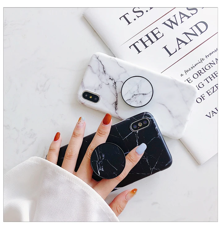 GlamPhoneCase Мрамор Телескопический Кронштейн чехол для iPhone x 7, 7 plus, 8, 8 plus, 6, 6 plus, 6 S 6splus мягкая Задняя накладка чехла из ТПУ
