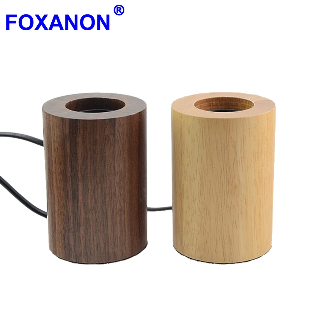 Foxanon E27 ручная полированная лампа настоящая деревянная настольная гнездо Ретро