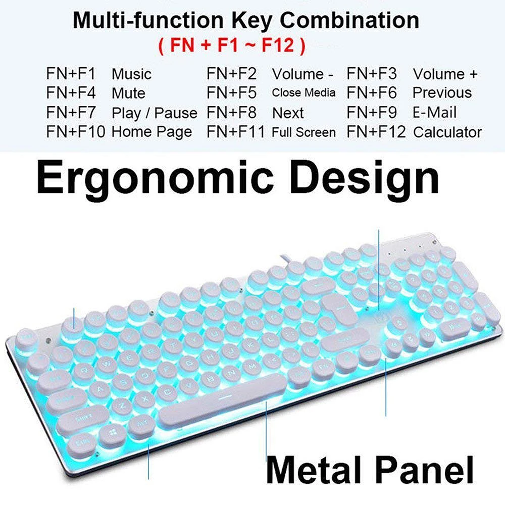 FELYBY K100 3 kinds of Professional Punk Mechanical Backlit Wired Gaming Keyboard for Computer& Desktop