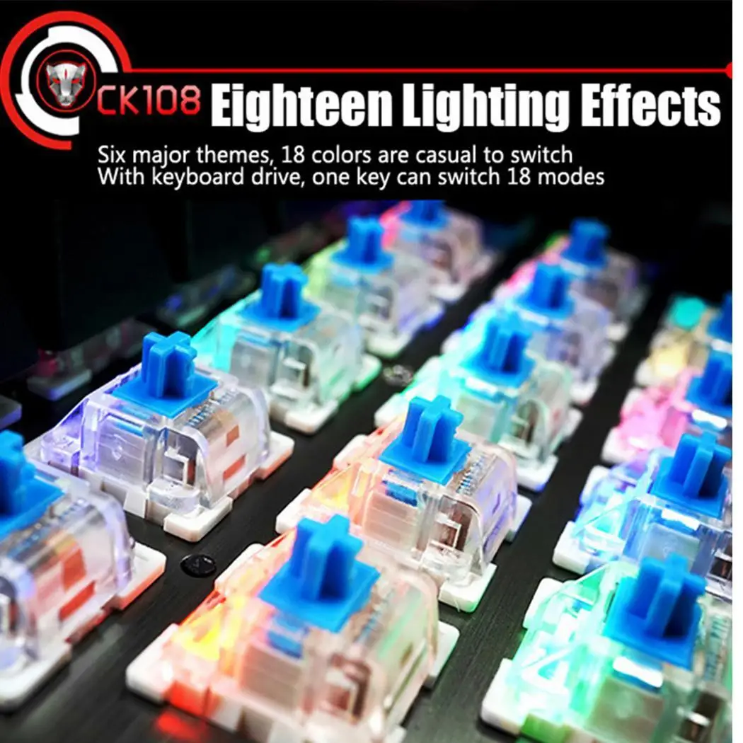 MOTOSPEED CK108 игровая клавиатура Проводная LED 104 клавиша RGB Gaming All. Черный настольный USB