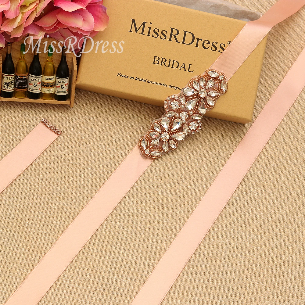 Пояс для свадебного платья со стразами MissRDress пояс из розового золота с
