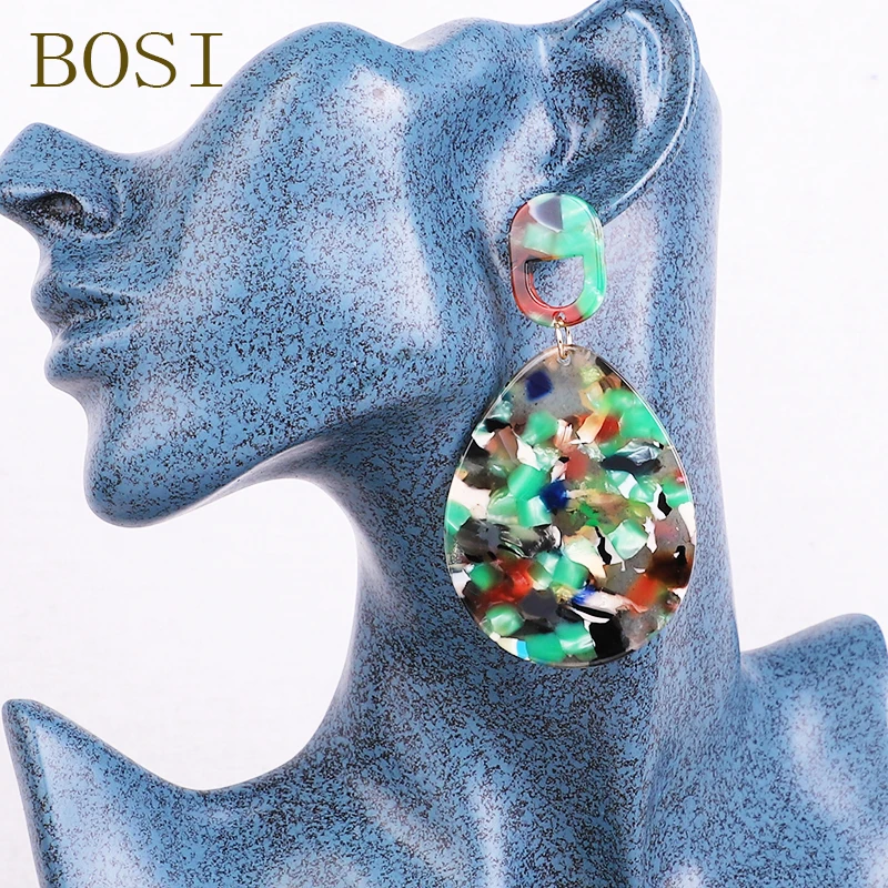 Акриловые серьги в стиле бохо из ацетата женские серьги-капли модные ювелирные изделия большие длинные богемные Висячие аксессуары геометрические радужные cc