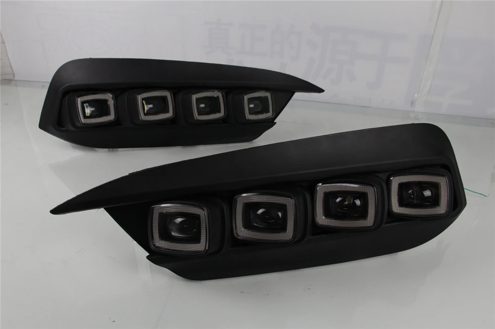 CSCSNL 1 комплект DRL Светодиодный дневной светильник 12v ABS туман крышка с желтым
