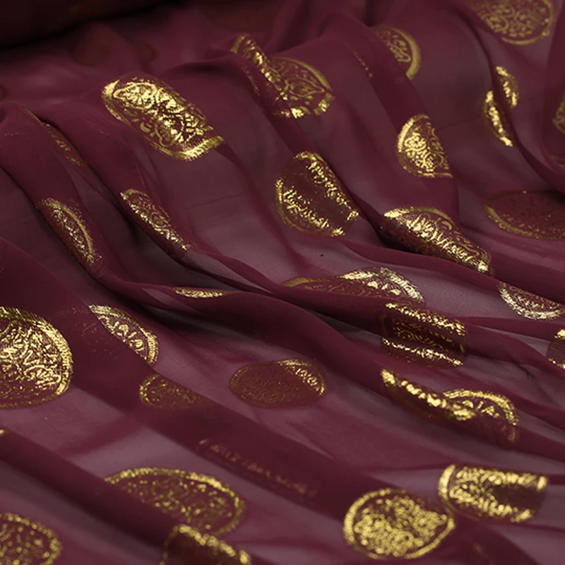 Ультратонкий Шелковый шифоновый шарф ткань Летняя шелковая жаккардовая с