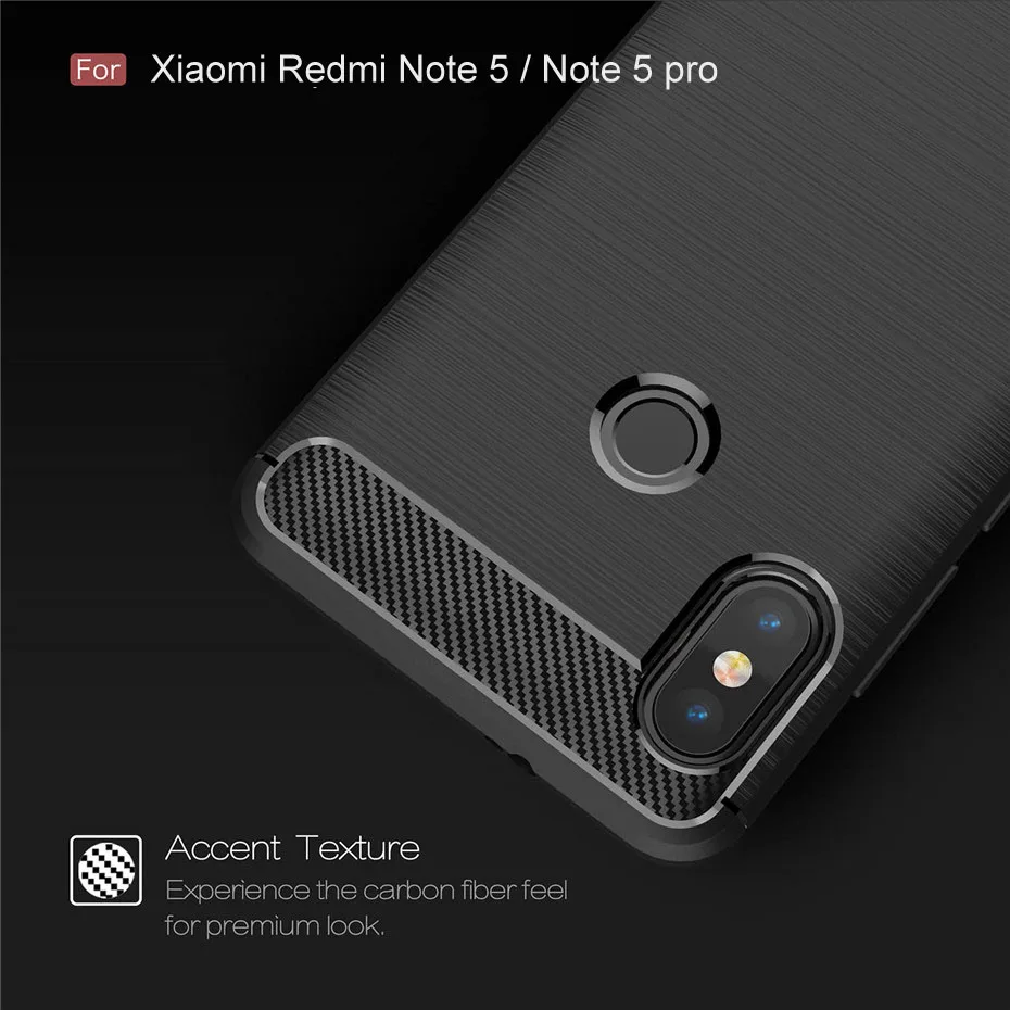 Силиконовый мягкий ТПУ чехол для Xiaomi Redmi Note 5 Pro углеродное волокно тяжелый
