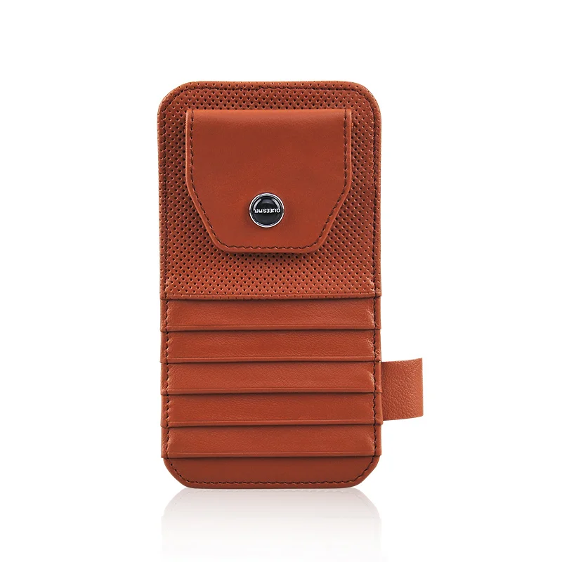 Brown QUEES из натуральной кожи сумка для хранения зонтика держатель для кредитных карт Защита от солнца Стекло es Стекло кредитной карты водительские права Для мужчин Для женщин - Название цвета: Brown