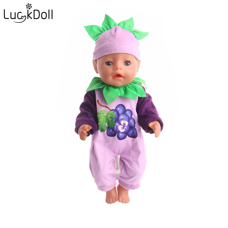 LUCKDOLL Пижама с рисунком &quotФрукты&quot костюм + шапка для куклы 43 см и 18 дюймов