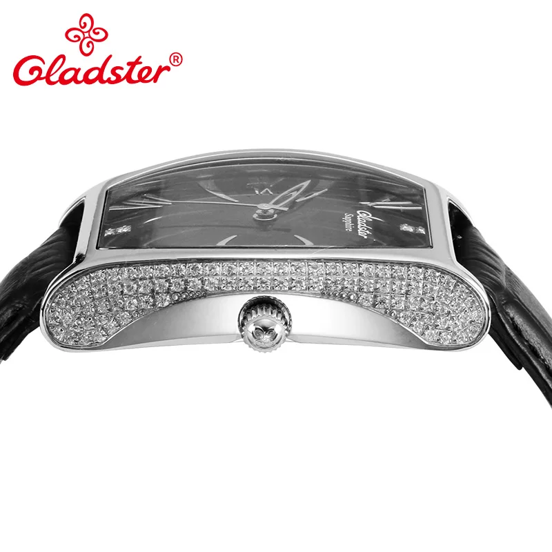Роскошные Японские Женские часы Gladster MiyotaGL30 с кожаным ремешком сапфировым