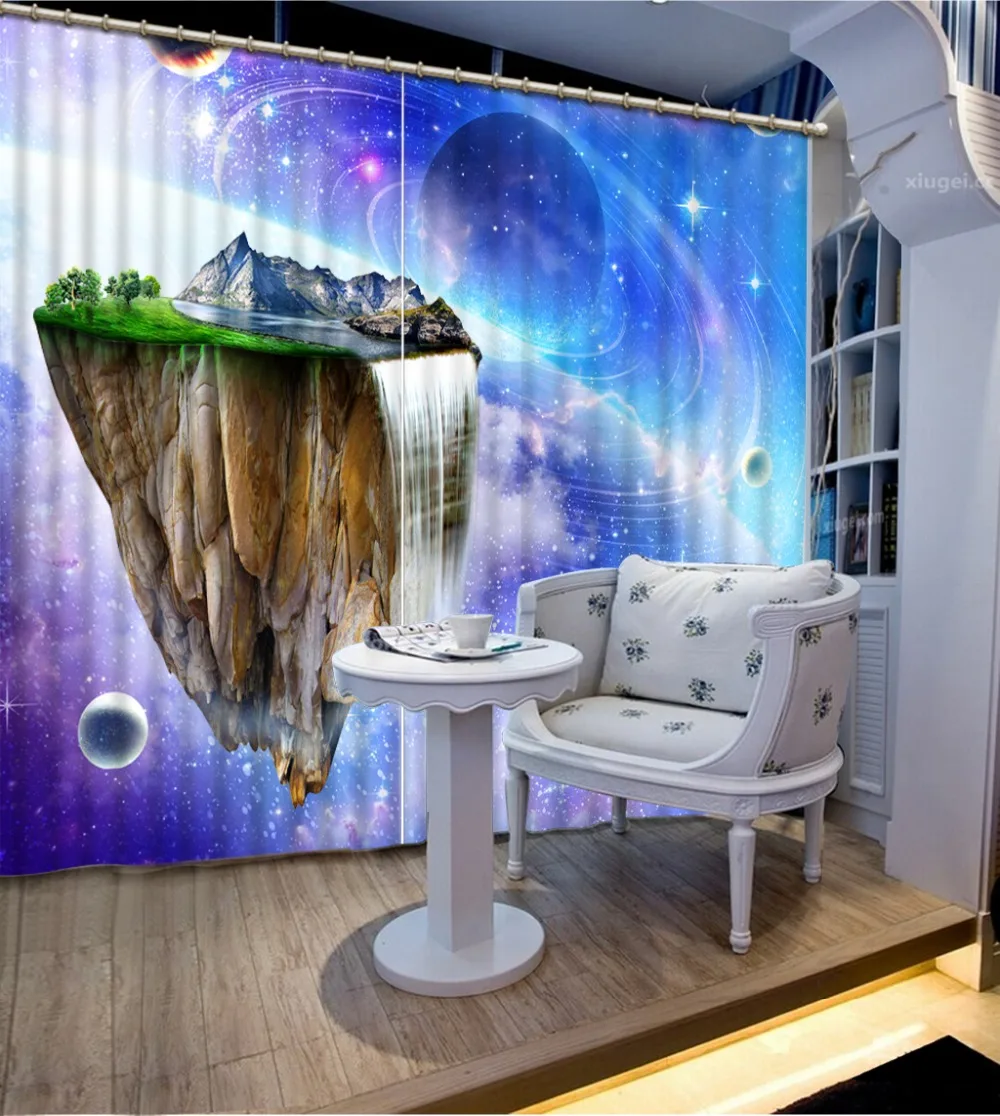 

Современные занавески для гостиной печать фото космическое звездное небо для спальни оконные люверсы верхние шторы