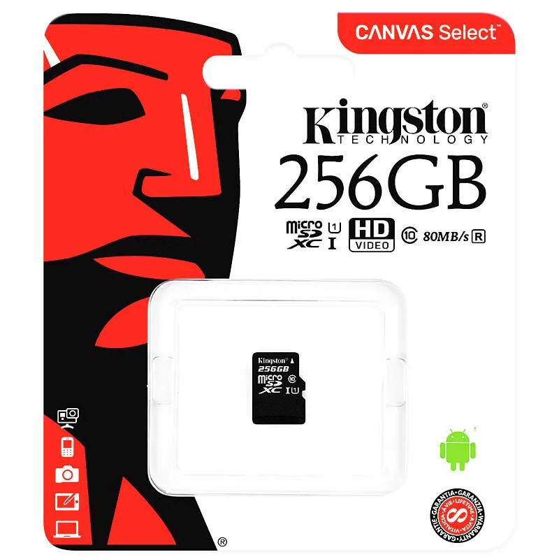 Kingston 100% Оригинальная карта Micro SD класс 10 256 Гб памяти C10 мини SDHC SDXC TF для смартфона