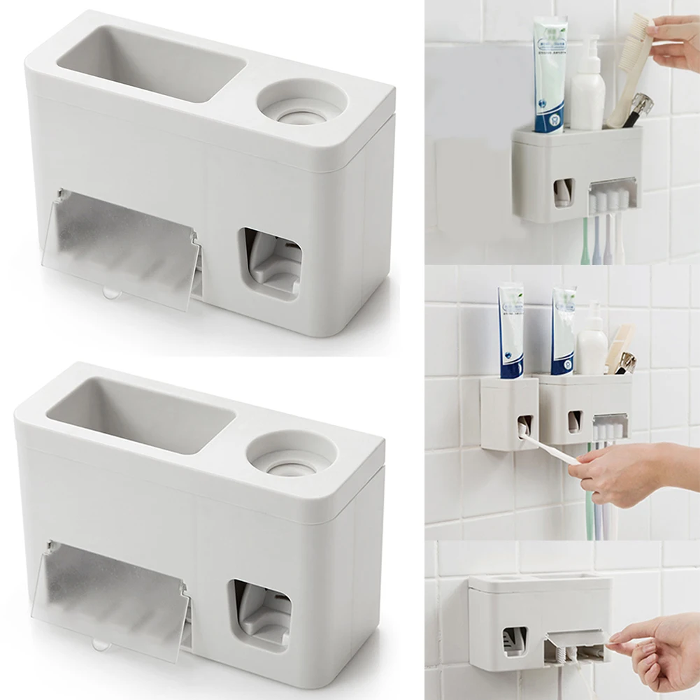 Toothpaste Dispenser Storage Rack Multifunctional Squeezer Automatic Bathroom Accessories Sets Wall Mounted Toothbrush Holder | Дом и сад