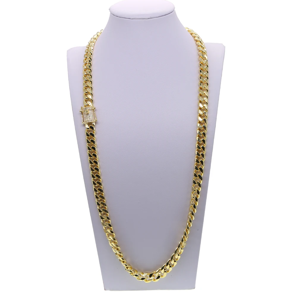 2017 hip hop bling micro pave cz buckle Miami Cuban Link Chain 70cm wide gold filled cool boy men necklace Curb Chain For Men