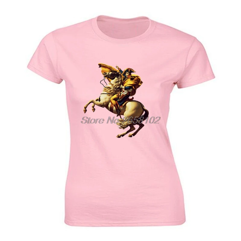 Napoleon Bonaparte Horse Painting T-shirt Women Classic Chic Short Sleeve O-Neck Cotton Tops Cool Tee Shirt Streetwear | Женская одежда