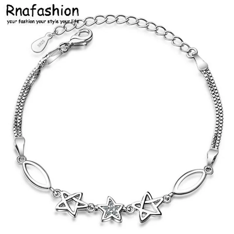 Женский браслет-цепочка RNAFASHION браслет из стерлингового серебра 925 пробы с белой