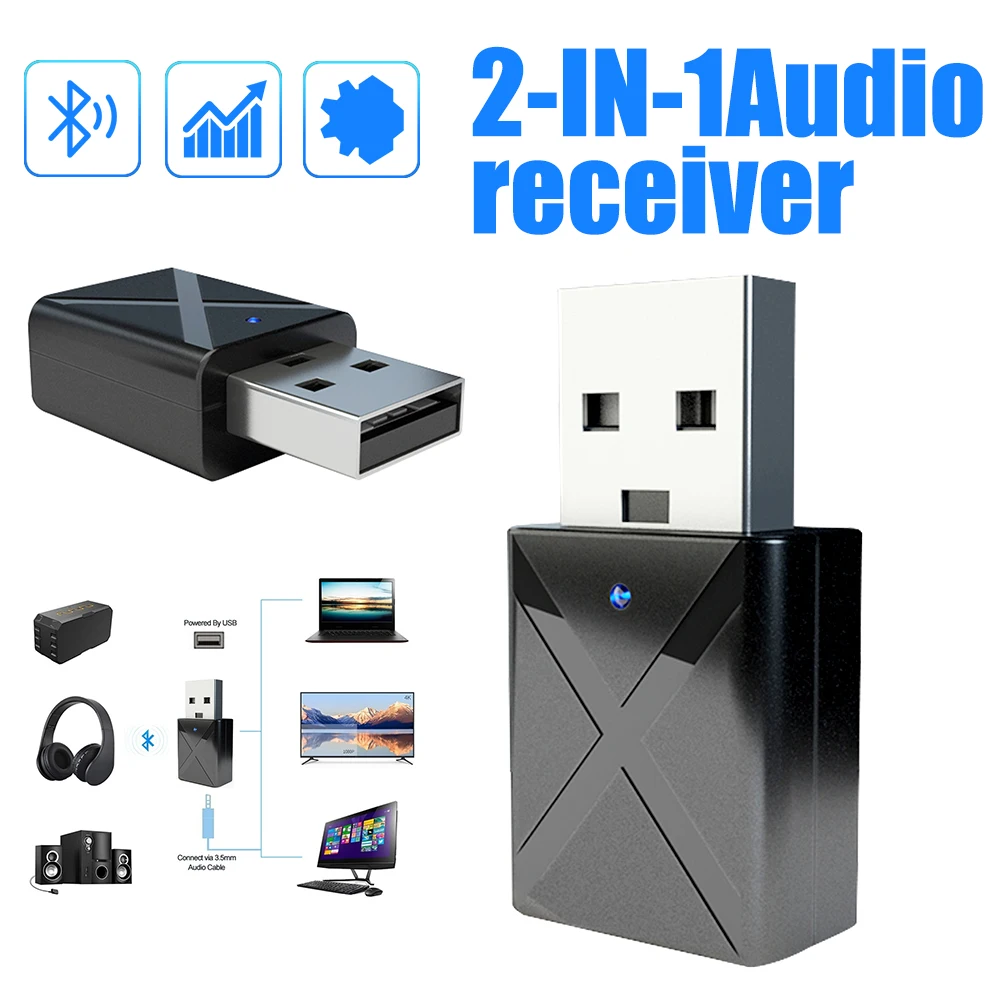 Bluetooth 5 0 аудио приемник передатчик Мини 3 мм AUX Стерео ТВ ПК беспроводной адаптер