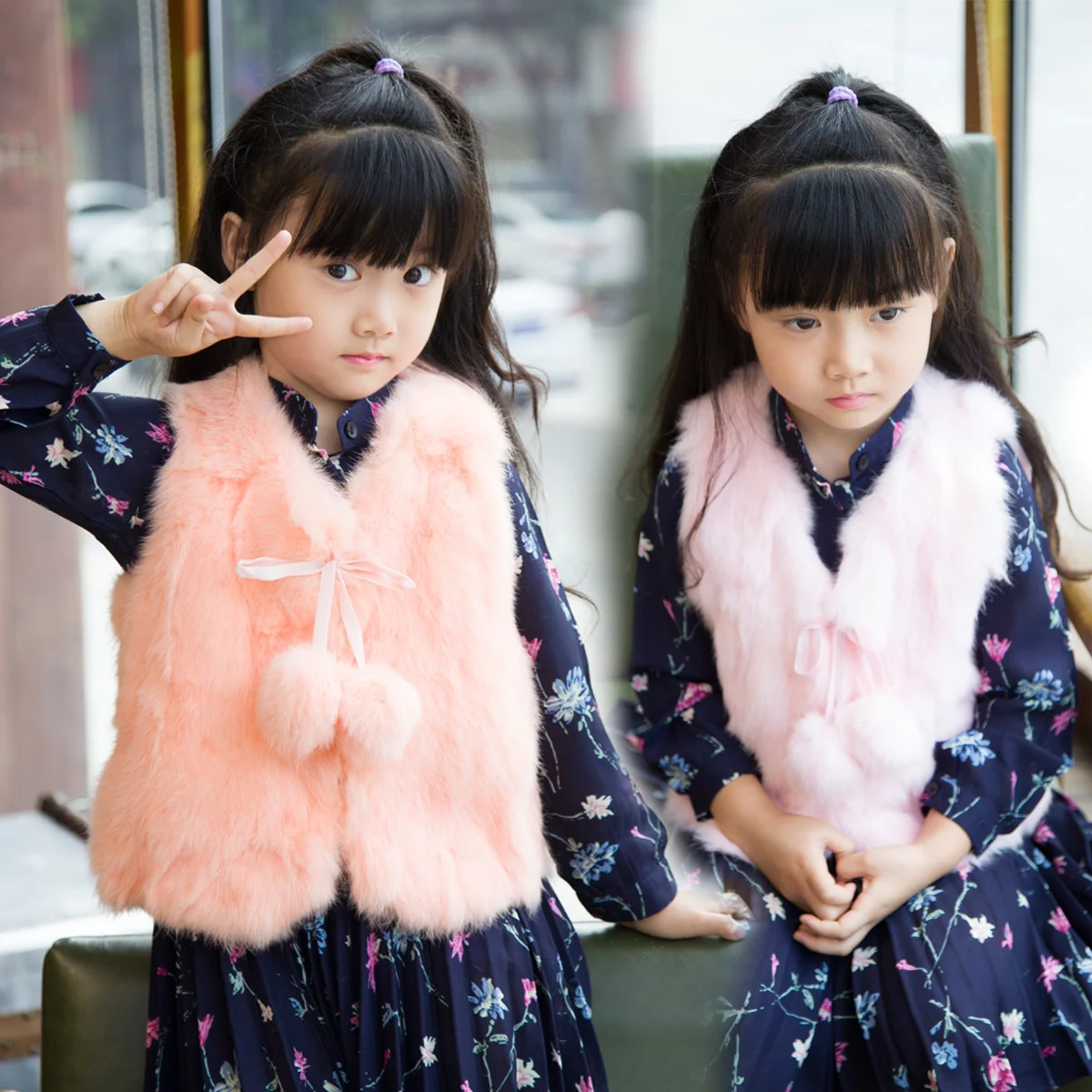 Детская одежда стильная жилетка для девочек короткая из меха кролика жилет | Мать