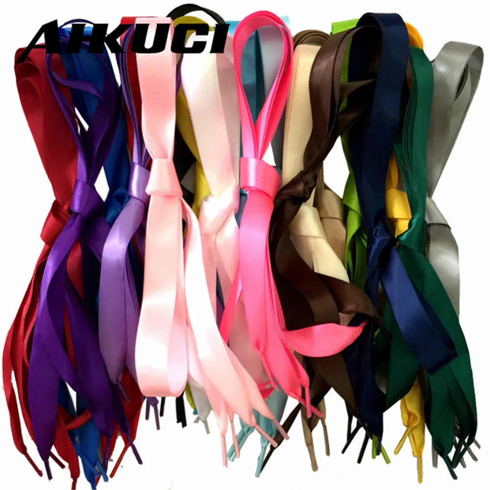 Ladies Satin Shoelaces Flat Ribbon Assorted Color Sneaker for Children Adults 110cm | Обувь