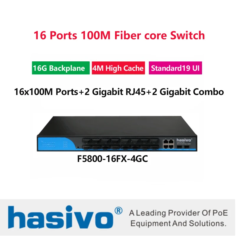 Волоконно-оптический 16-портовый SFP-волоконный с 2 rj45 гигабитными портами