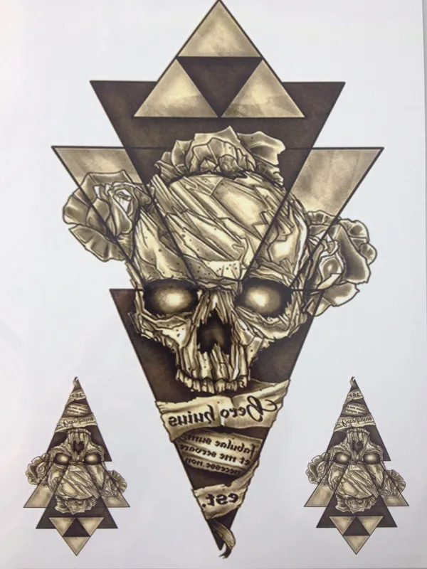 Треугольный Скелет 21X15 см размер Сексуальная красивая Татуировка