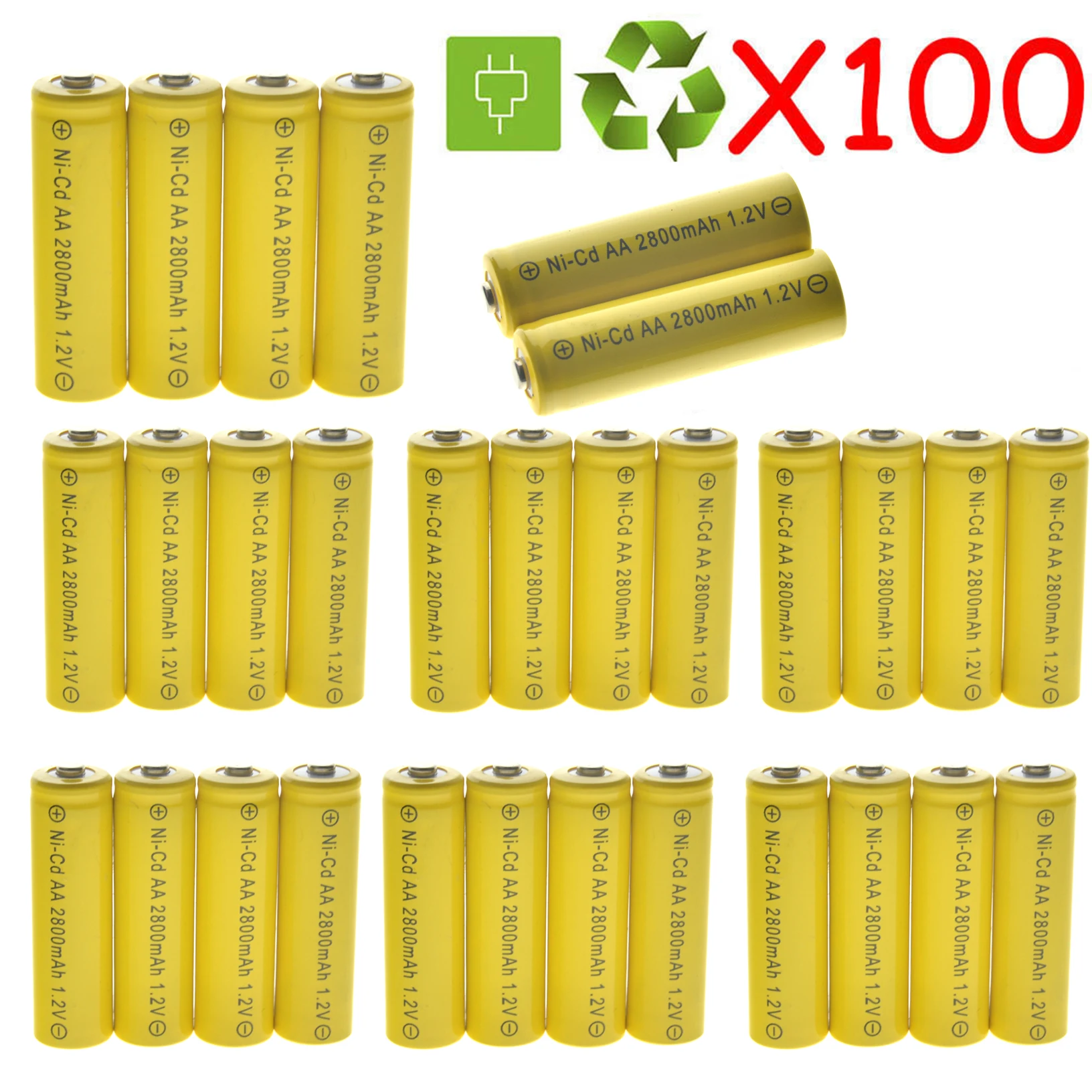 100 Упак. Новый бренд AA NI CD 2800mah 1 2 V перезаряжаемая батарея для led светильник игрушки