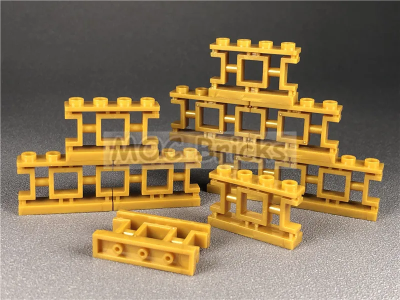 12 шт./лот MOC кирпичи Золотой Забор 1x4x2 декоративная азиатская решетка с 4