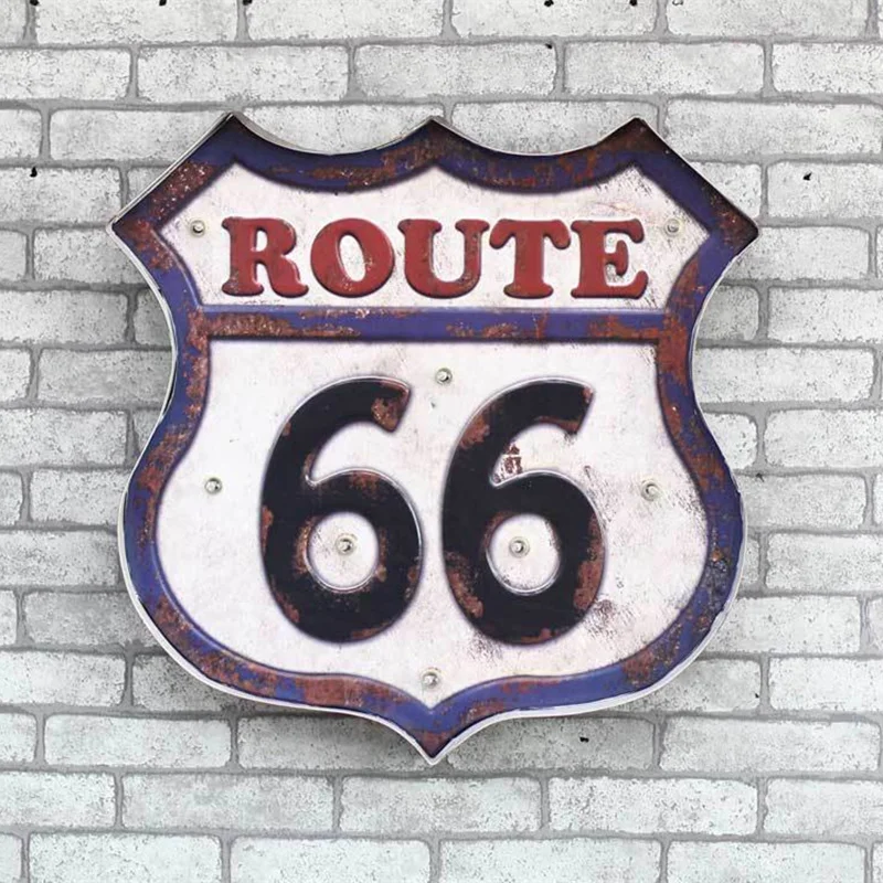 Американский Route 66 светодиодный неоновая лампа винтажные металлические жестяные