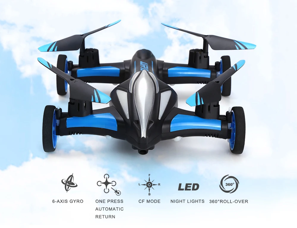 jjrc H23 Радиоуправляемый квадрокоптер Land/Sky 2.4 г 4CH 6 оси гироскопа летающий автомобиль Радиоуправляемый Дрон с 3D флип один ключ возврата headless режим
