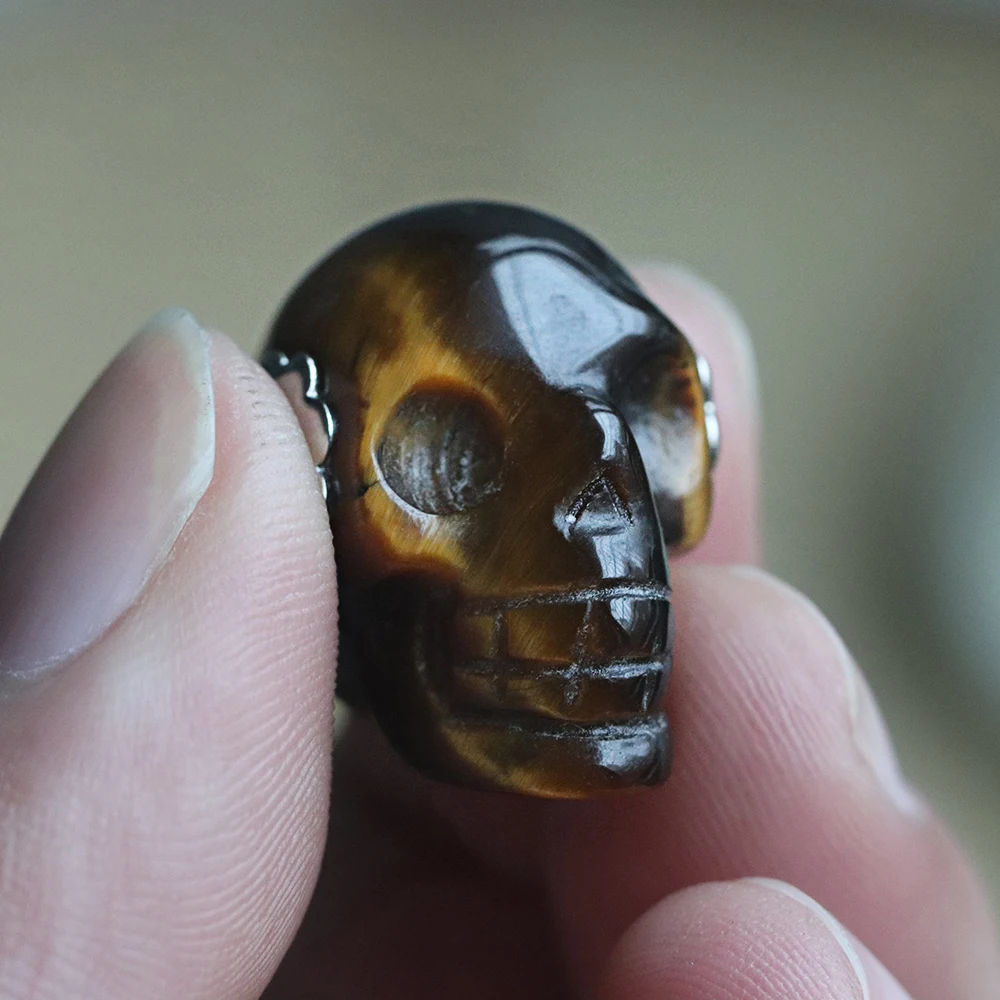Подвеска Skeletion с черепом ожерелье для женщин и мужчин модное коричневое камнями