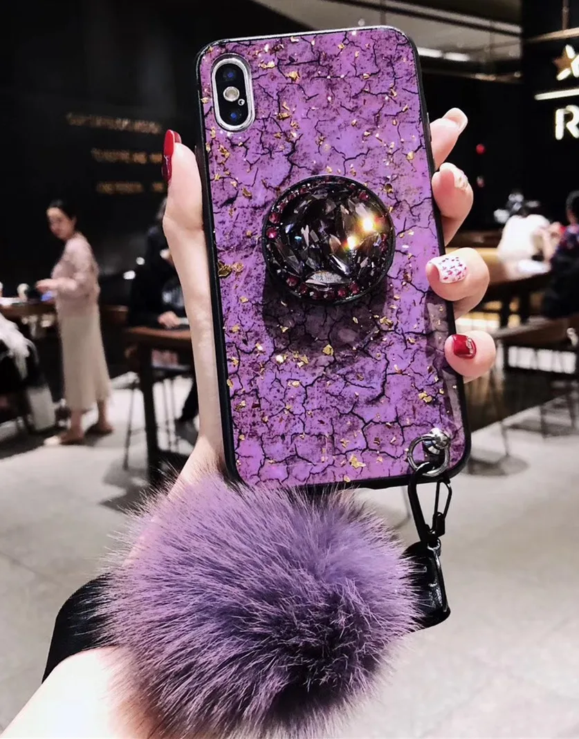 Oukaixi gold Foil Glitter Marble Stone Phone Case For huawei p20 p20pro Cases Soft TPU Back Cover with bracket lanyard |