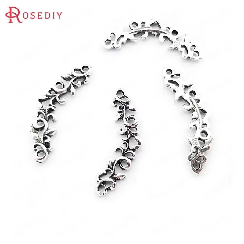 50PCS 24x8MM Antique Bronze Gold Color Silver Zinc Alloy Flower vine Charms Jewelry Making Supplies Diy Findings Accessories | Украшения и
