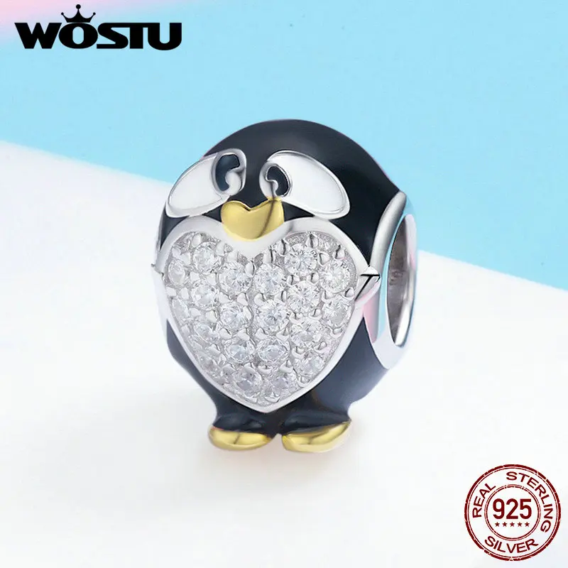 WOSTU Аутентичные 100% стерлингового серебра 925 восхитительный Дельфин прозрачный CZ