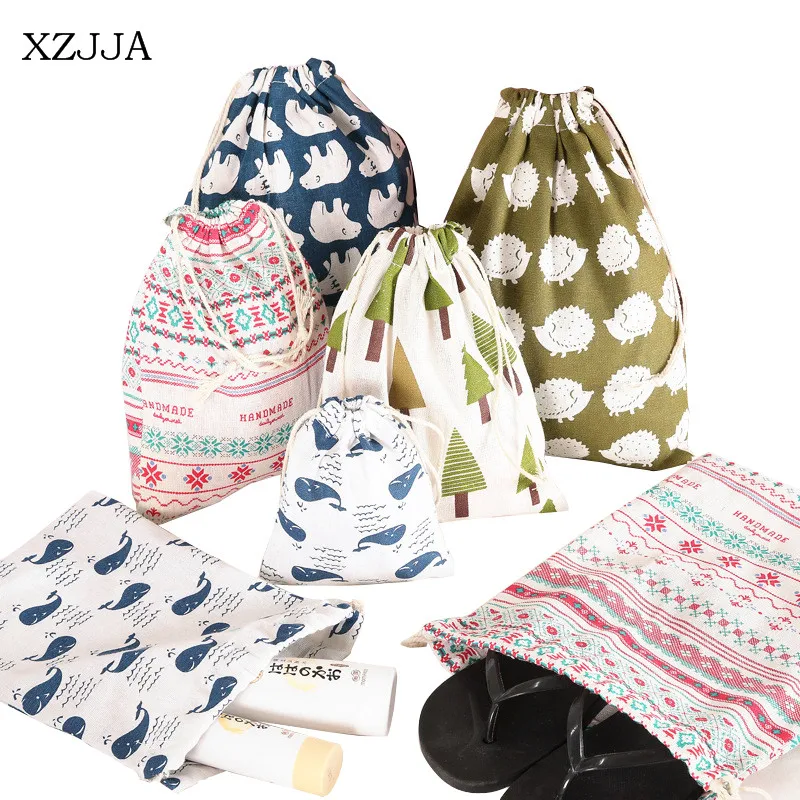 XZJJA 3 шт./компл. печать Drawstring сумка для хранения Портативный Путешествия костюмы