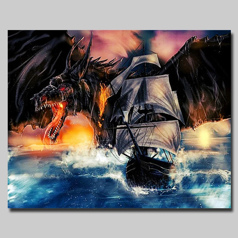 Ghost ship 5D полная дрель Алмазная роспись дракона квадратная/круглая вышивка