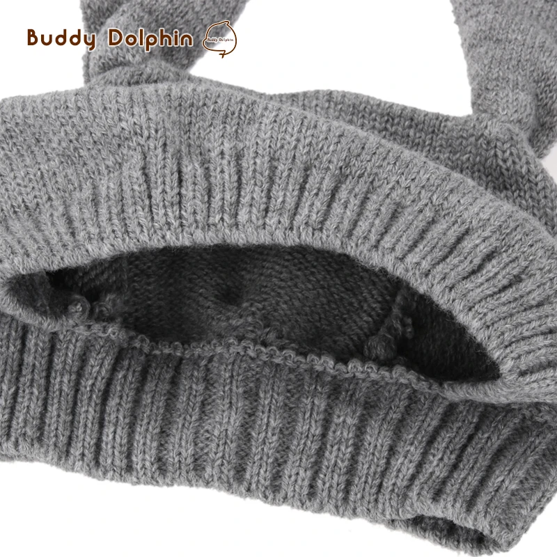 New Cotton Baby Cute Rabbit Ear Knitted Crochet Hats Toddler Winter Warm Beanie Caps Boy Girls Solid Color Hat For 0-3Y Old . | Детская
