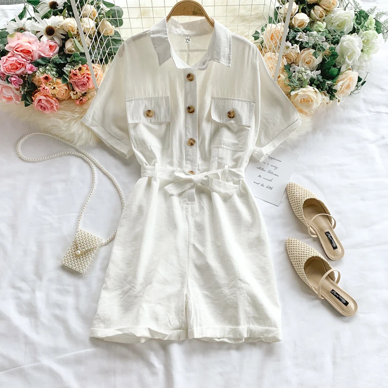 Комбинезон для женщин 2019 новый летний однотонный повседневный комбинезон с