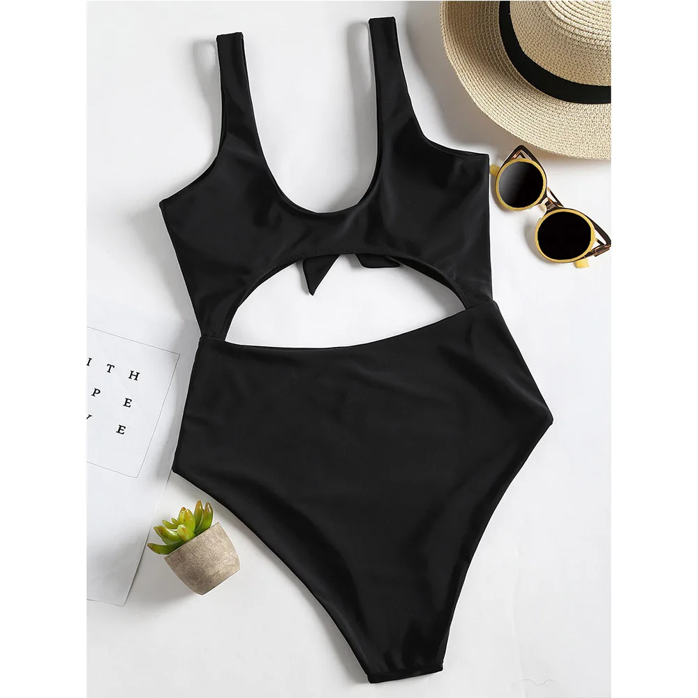 ZAFUL сдельный купальник с вырезом спереди боди высокой талией Женский сексуальный