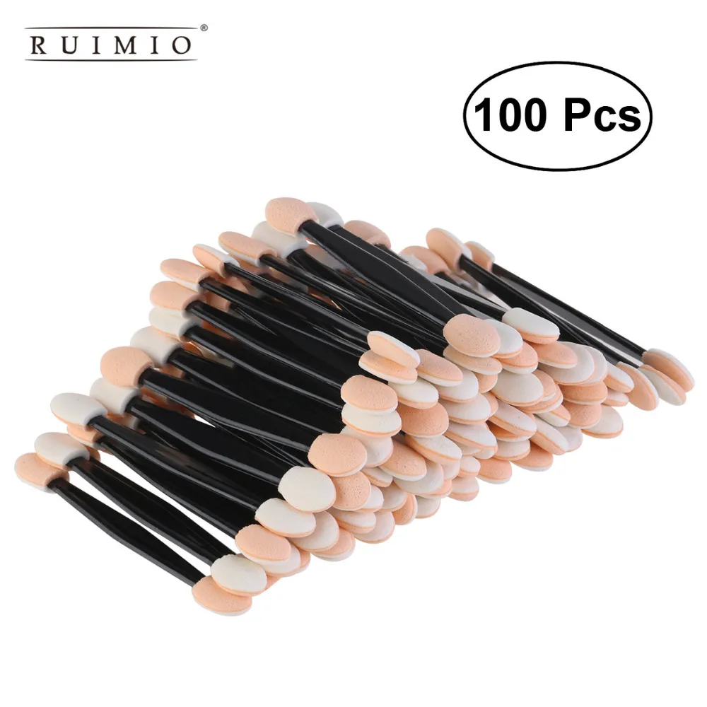 RUIMIO 100 шт Одноразовые Двухсторонние Тени для век, бровей, подводка для глаз, кисть с губкой, овальная Кисть для макияжа, аппликатор, инструмент для красоты