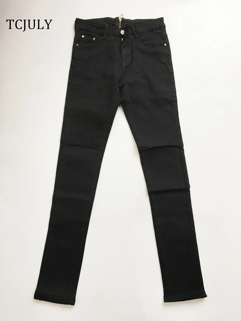 TCJULY, весна, стильные джинсы на молнии сзади, хлопок, уличная одежда, повседневные Черные обтягивающие джинсы, женские Стрейчевые джинсы с эффектом пуш-ап
