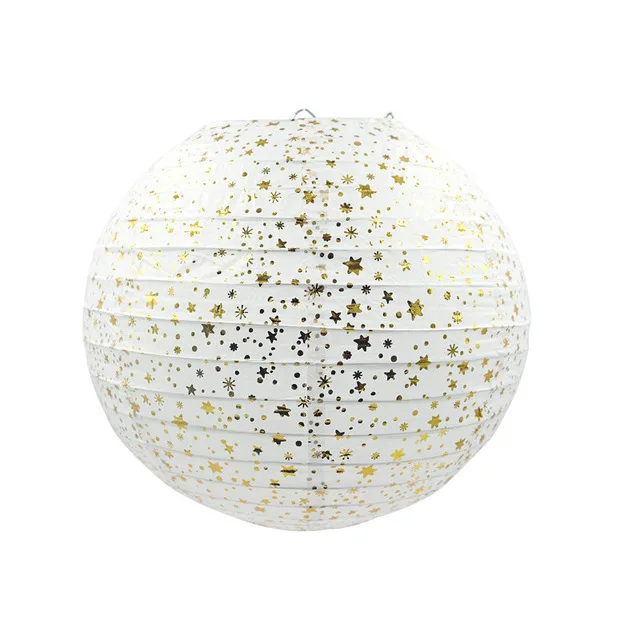 Gold Star Nicro, 5 шт., 25 см, 7 цветов, горячее тиснение, фольга, Золотые круглые бумажные фонари, круглые лампы для свадьбы, дня рождения, вечеринки, декора и мероприятий - Цвет: Gold Star