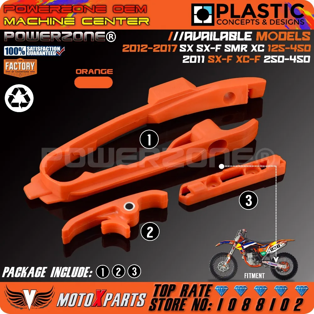 

Orange Chain Slider Sliding Swingarm Guide With Brake Hose Clamp For KTM SX SXF SMR XC XCF 125 150 200 250 350 450 525 2011-2017