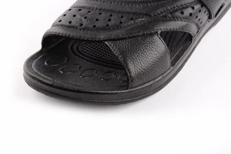 2017 лето мужской сандалии PU кожаные ботинки моды тапочки открытым носком обувь