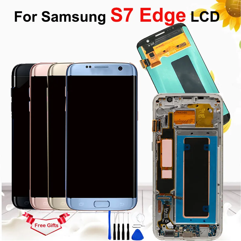 AMOLED 5,5 ''ЖК-дисплей для samsung Galaxy S7 Edge с рамкой G935 G935F ЖК-экран дигитайзер сборка