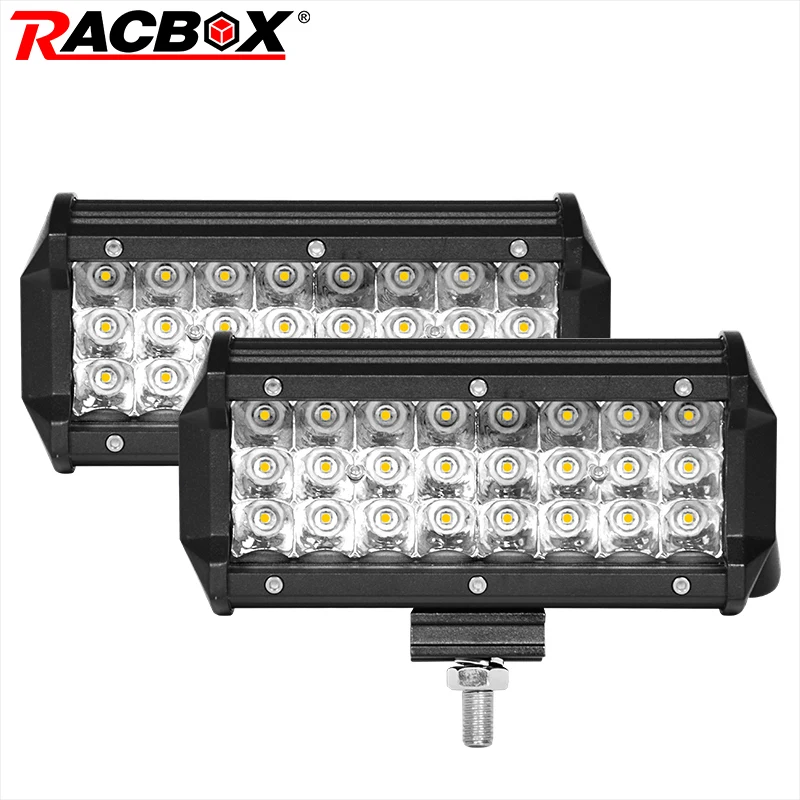RACBOX 7 дюймовый трехрядный светодиодный рабочий свет бар 24 светодиодных пятна 72 Вт